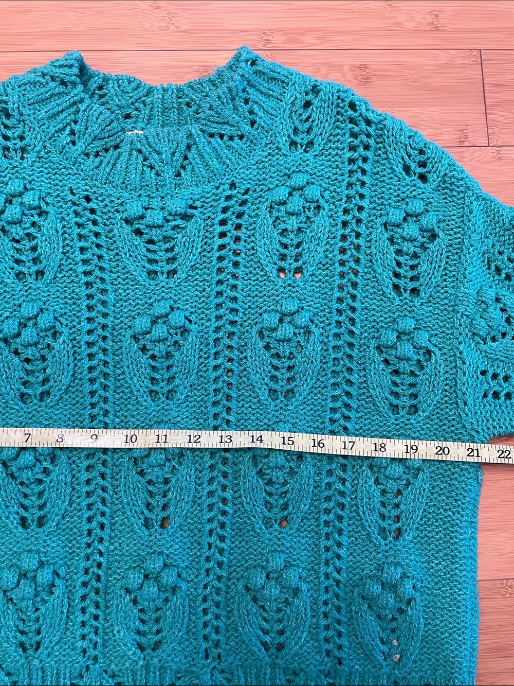 Zara Chunky Bubble Loose Knit Sweater Size Small Green Crewneck Blogger Favorite - Picture 10 of 12